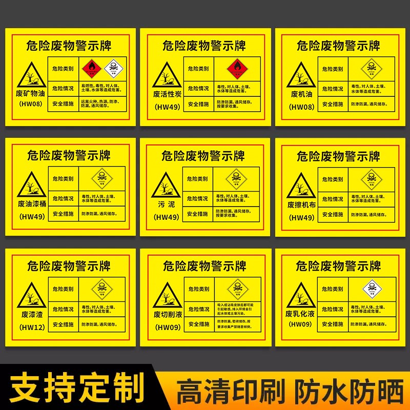 污泥危险废物警示牌危废间标识牌子标签新版全套警告标示标志工厂生产车间仓库告示告知墙贴纸安全提示牌定制 - 图0