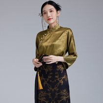 Strangeness 2022 Spring new Chinese Wind retro Improved jacquard section Tangclothing blouses Chinese style daily tea clothes
