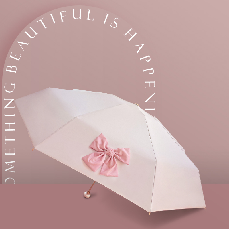 五折手开小巧珍珠进口彩胶复古法式浪漫小香风晴雨伞遮阳伞口袋伞