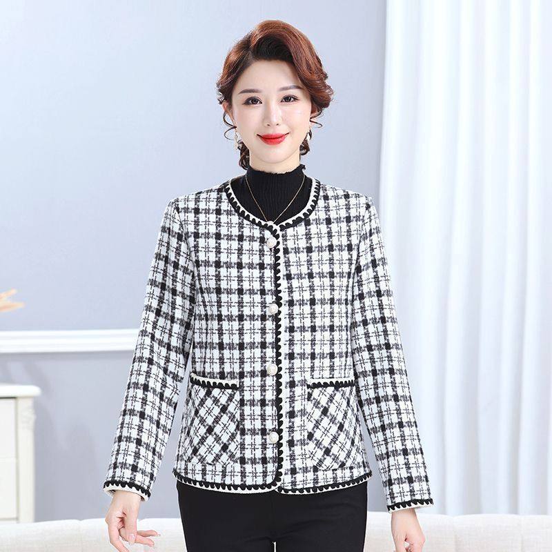 洋气中老年妈妈装小香风外套女秋冬季新款加绒加厚保暖大码上衣服,淘宝优惠券,粉丝福利购,淘宝优惠卷