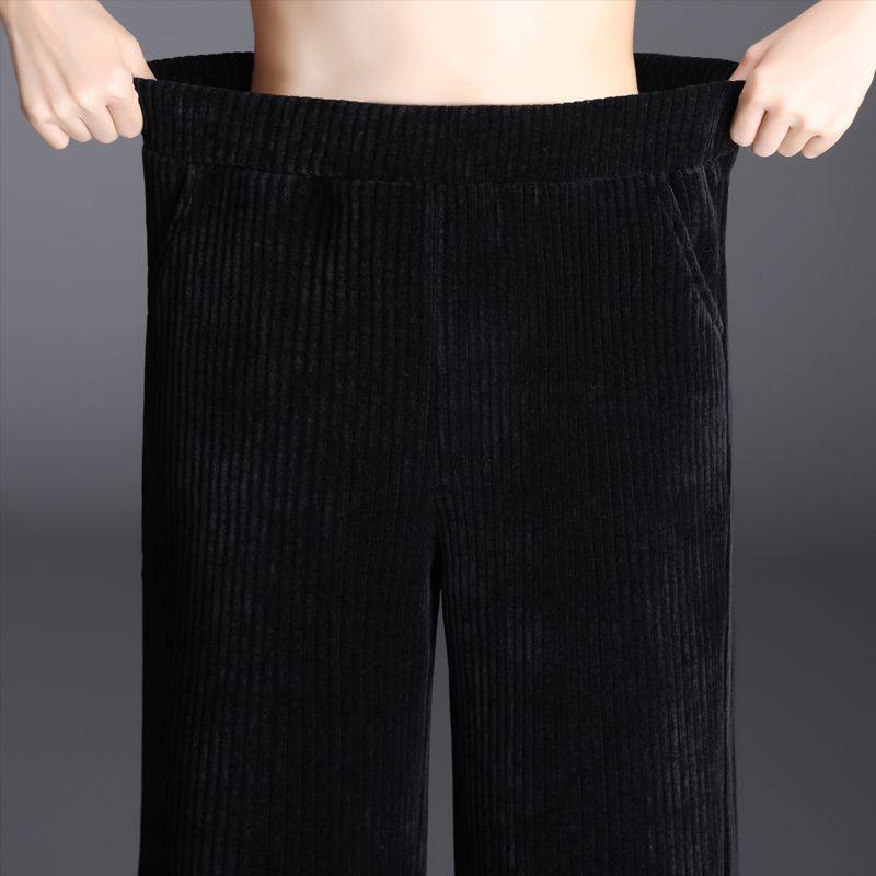 微喇裤灯芯绒裤子女秋冬2025新款加绒加厚高腰显瘦大码妈妈直筒裤,淘宝优惠券,粉丝福利购,淘宝优惠卷