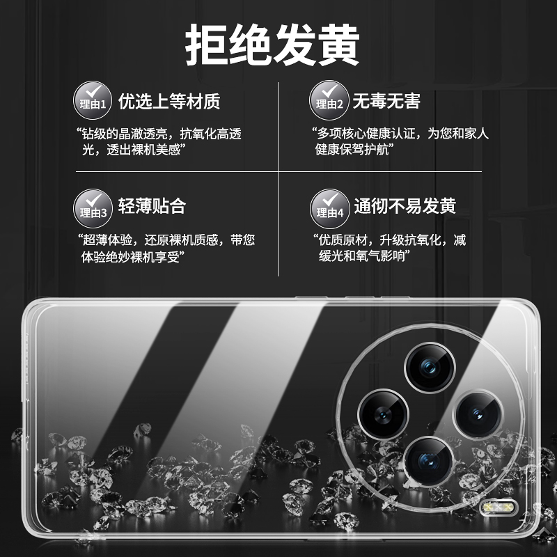 适用vivoX200手机壳X200Pro新款ProMini透明超薄硅胶vivo保护套vovox全包防摔viv0系列vivix男女mini叉外壳后 - 图1