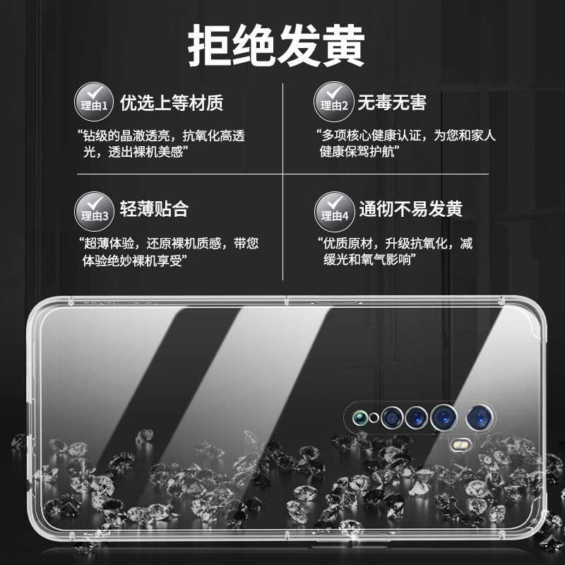 适用oppoReno2手机壳Reno2z透明新款OPPO硅胶opopreno套opp0pp0pporeno全包oppopckm超薄防摔PCKM80男oppoz女 - 图2