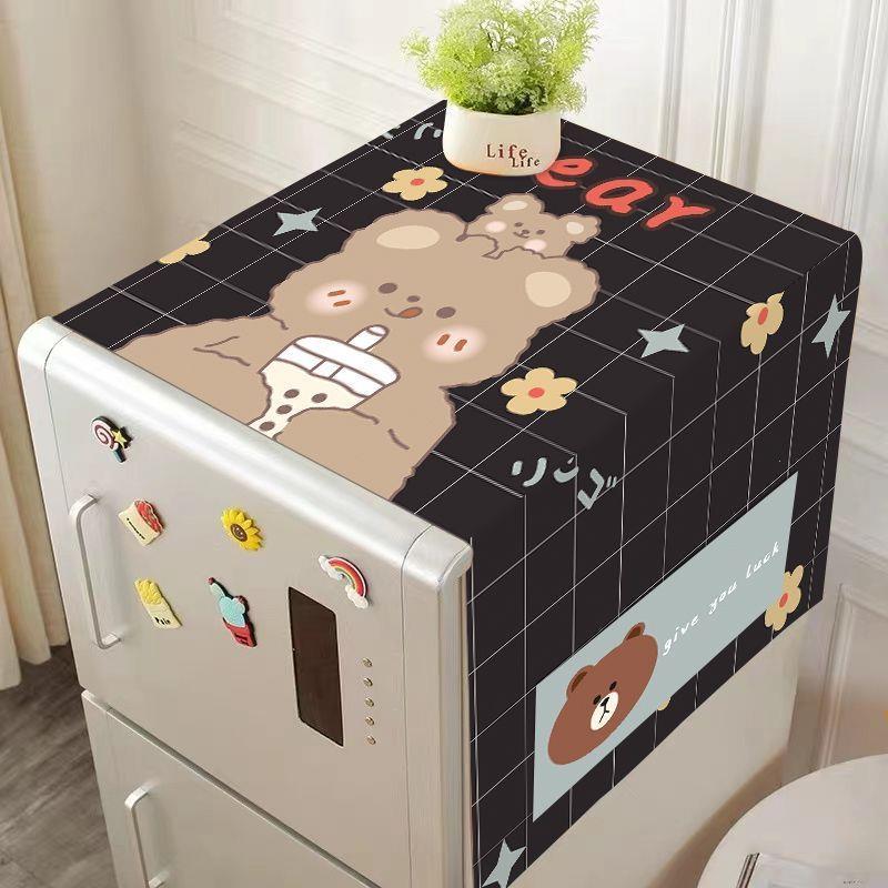 新款冰箱盖布洗衣机万能盖布微波炉防尘布双开门单门冰箱防尘罩 - 图1