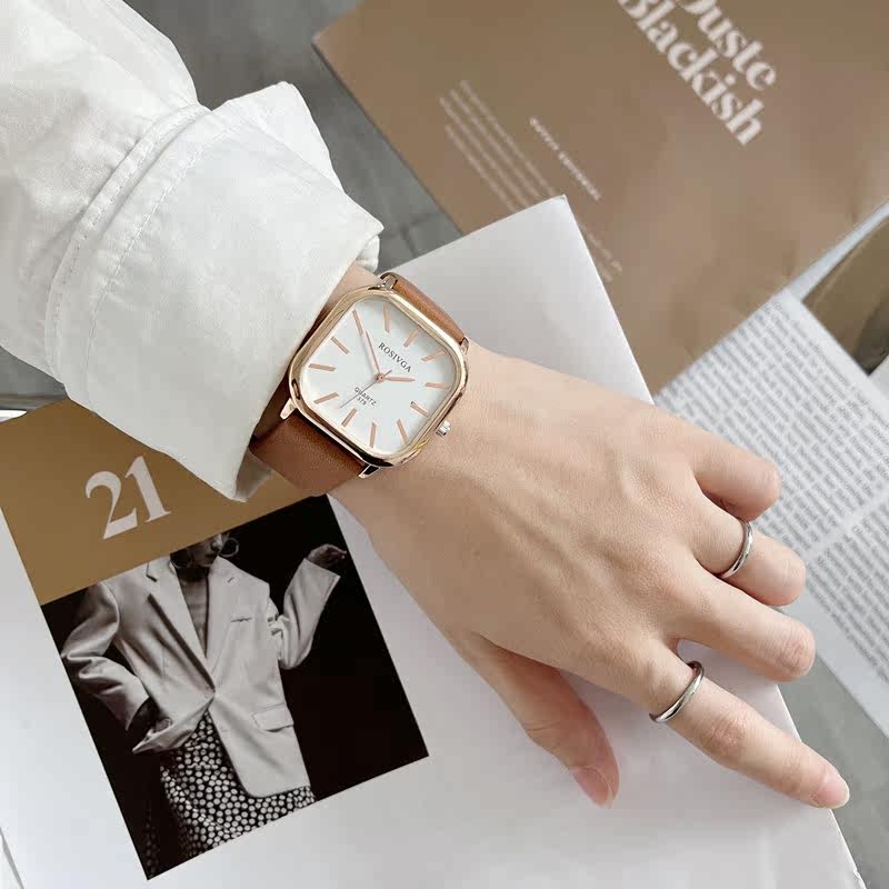 美式复古大方盘女士潮流欧美感手表 楠棠国产腕表