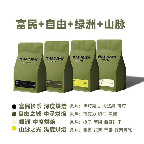 SLABTOWN石板城 意式拼配集合包 深烘新鲜现磨商用咖啡豆粉450g - 图1