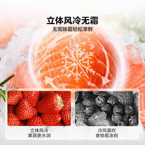 国家补贴荣事达266L三门风冷无霜冰箱一级能效家用小型出租房用 - 图1