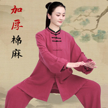 Hachchen Tai Chi Suit Womens New High-end Cotton Linen Linen Spring Autumn Clothing Taijiquan Qiangfu Mens Autumn Winter Thickened Clothing