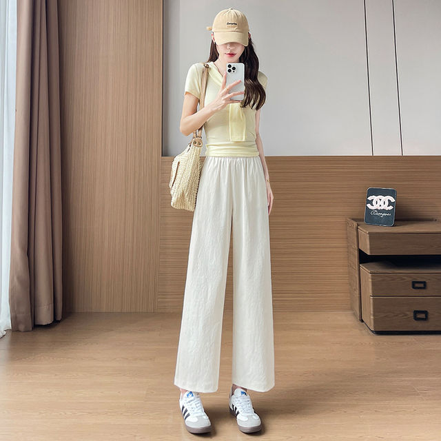 Summer Thin High Waist Drape ກາງເກງຂາຍາວຂອງແມ່ຍິງ