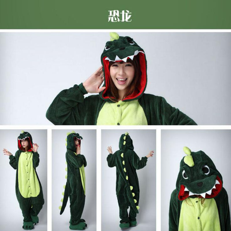 秋冬恐龙卡通连体成人动漫男女睡衣 莺穿柳带睡衣/家居服套装