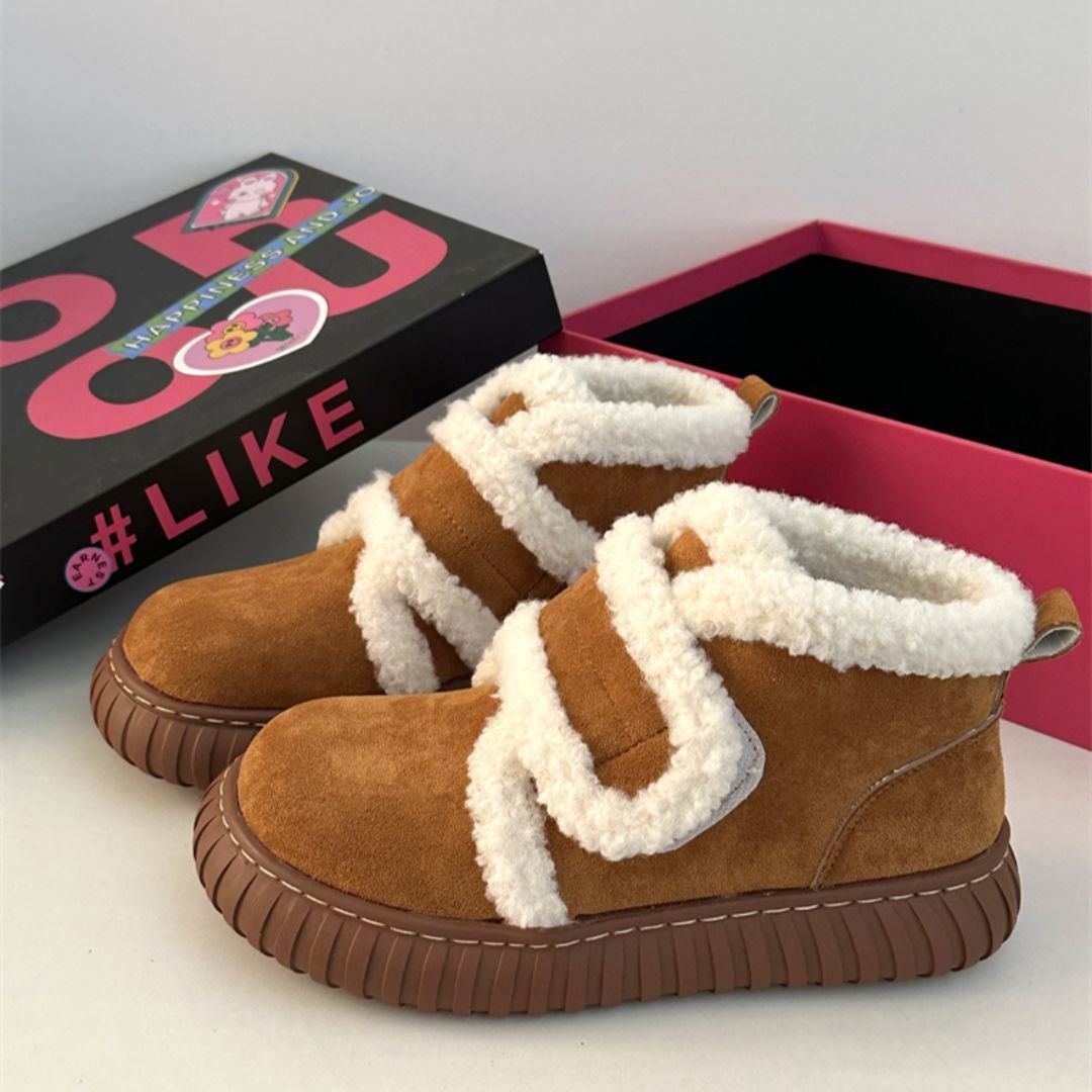 2026厚底时尚百搭休闲东北雪地靴女2024年冬季加绒加厚魔术贴毛毛 - 图1