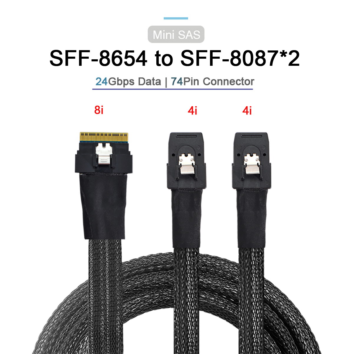 NGFF PCIE SlimSAS 74Pin SFF-8654 8i转双8087 SAS服务器转接线S - 图3