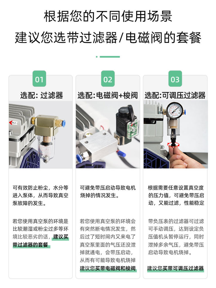 进口德国藤原无油真空泵静音工业用抽气泵抽真空机负压泵大流量小 - 图2