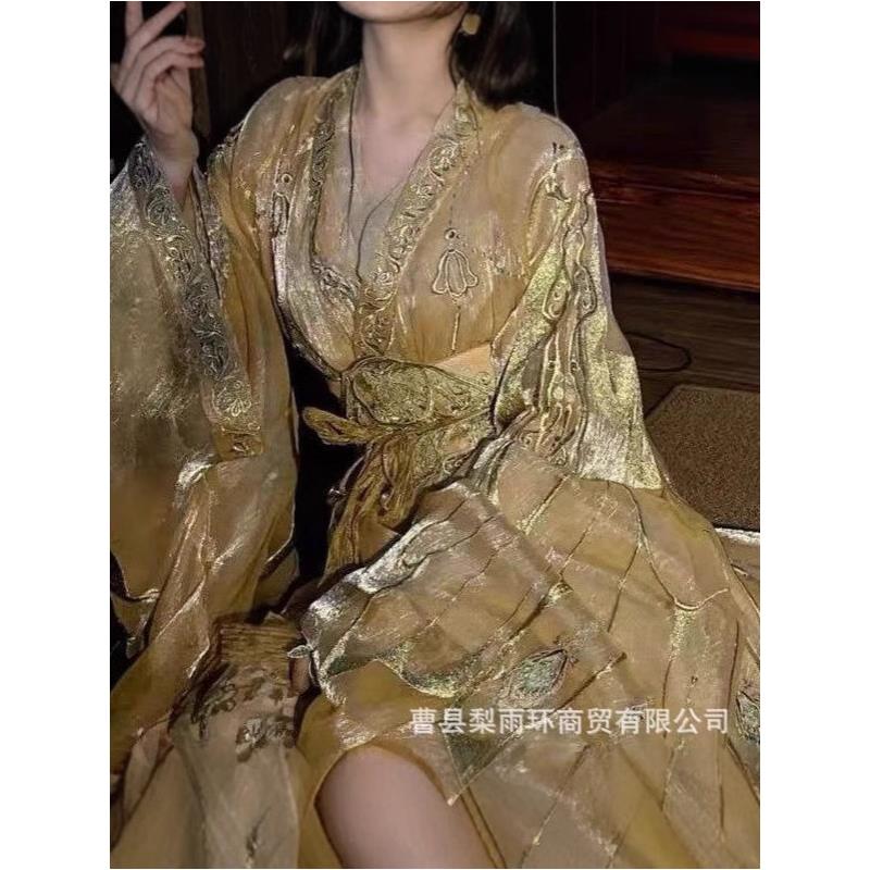 Hanfu, Wei and Jin Dynasties, ancient style, long gown with straight train