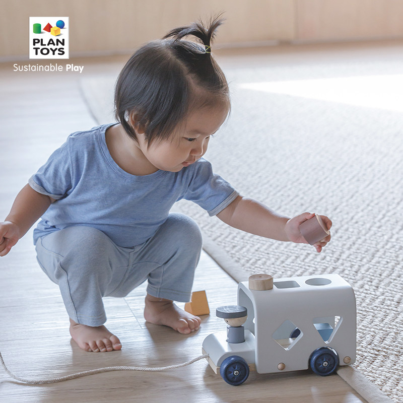 plantoys蒙氏早教益智形状配对巴士学步推拉车儿童积木玩具5121,淘宝优惠券,粉丝福利购,淘宝优惠卷