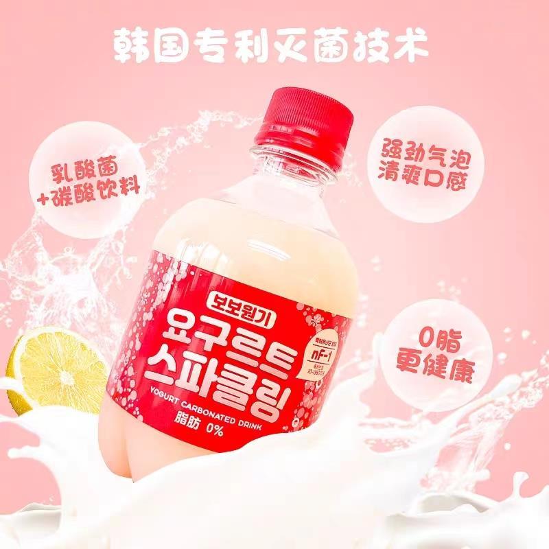 韩国进口啵啵元气乳酸菌碳酸饮料网红0脂汽水气泡水380ml*12瓶-图1