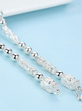 梦至尊足银项链男士999链子龙项链霸气粗项链双龙头项链潮男单链2