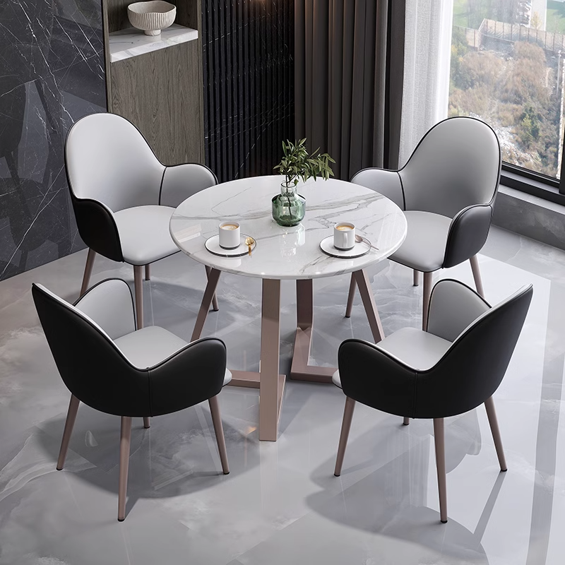 猫抓皮椅真皮接待圆桌岩板美容院贵宾室休息区休闲洽谈室桌椅组合,淘宝优惠券,粉丝福利购,淘宝优惠卷