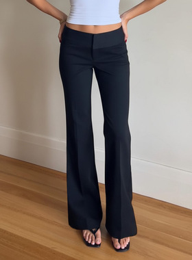 Spicy girl low waisted suit pants 黑色西装裤女辣妹低腰微喇裤
