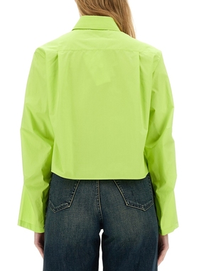Maison Margiela新款女士时尚休闲短款衬衫百搭长袖衬衣绿色SS24