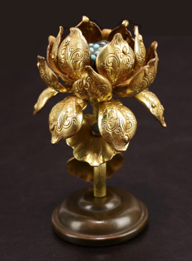 八供花果朵玛食子花纯铜供佛摆件