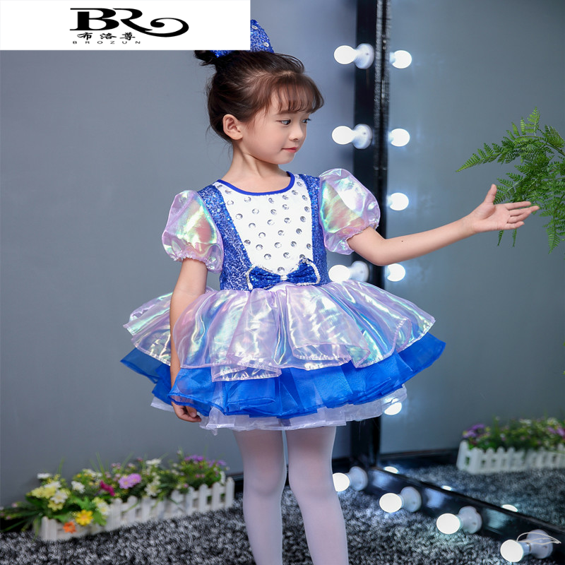 新款儿童舞蹈蓬蓬连衣纱裙合唱服 布洛尊民族服装/舞台装
