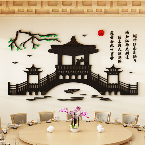 饭店墙面装饰古风新中式徽派庭院火锅餐饮烧烤农家乐背景墙壁布置 - 图3