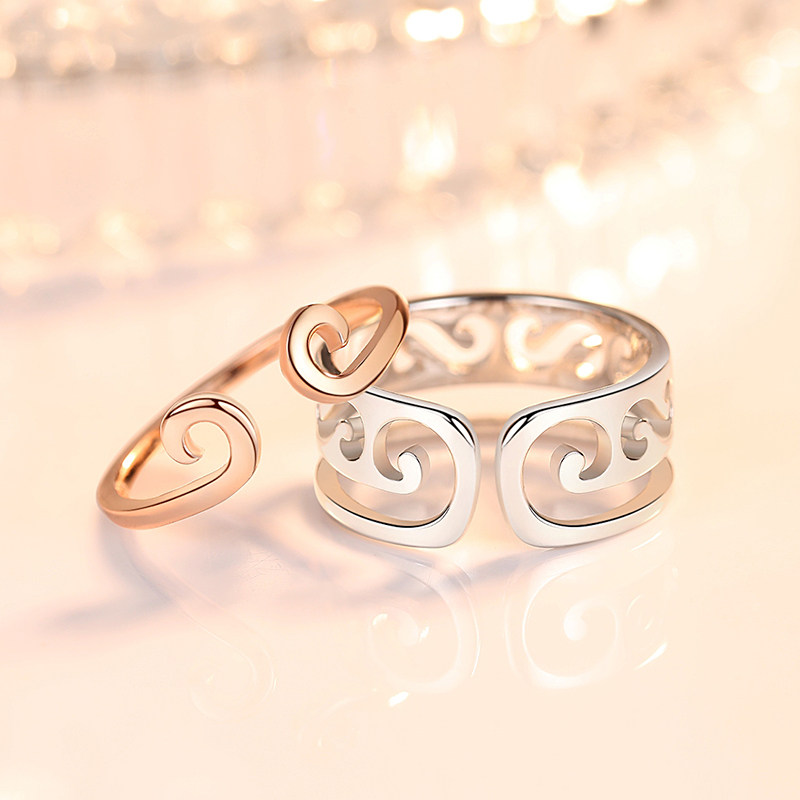 紧箍咒金箍女s925银情侣二合一对戒 戏夏戒指/指环