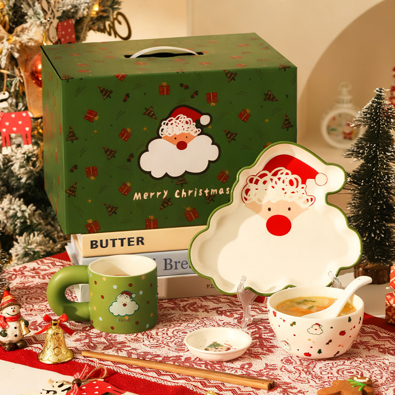 圣诞节碗碟盘餐具套装碗碟家用2025新款高颜值生日礼物酸奶碗盘子,淘宝优惠券,粉丝福利购,淘宝优惠卷