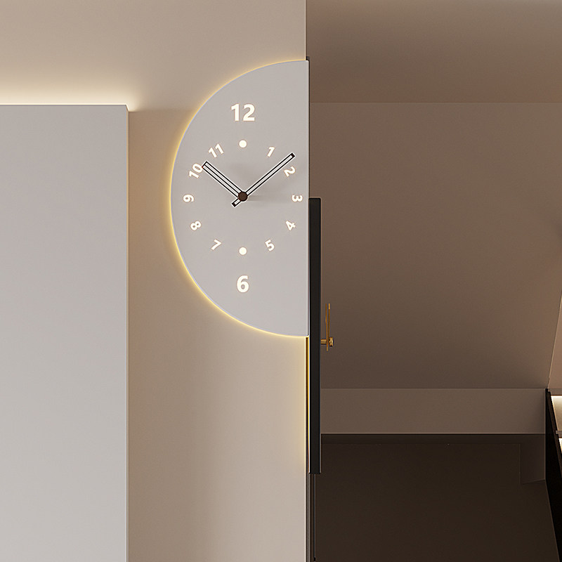 2026新款双面转角挂钟家用客厅现代简约拐角创意时钟壁灯熊猫钟表,淘宝优惠券,粉丝福利购,淘宝优惠卷