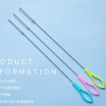 Straw brush stainless steel straw brush lengthened cleaning water glass slim hair brush feeding bottle clear straw cleaning tool