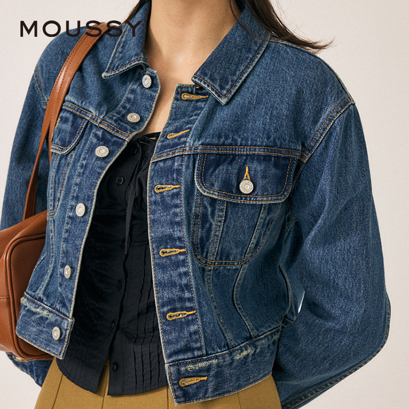 moussy 2024秋季新品怀旧风格率性休闲短款牛仔外套010HAA11-5621 - 图3