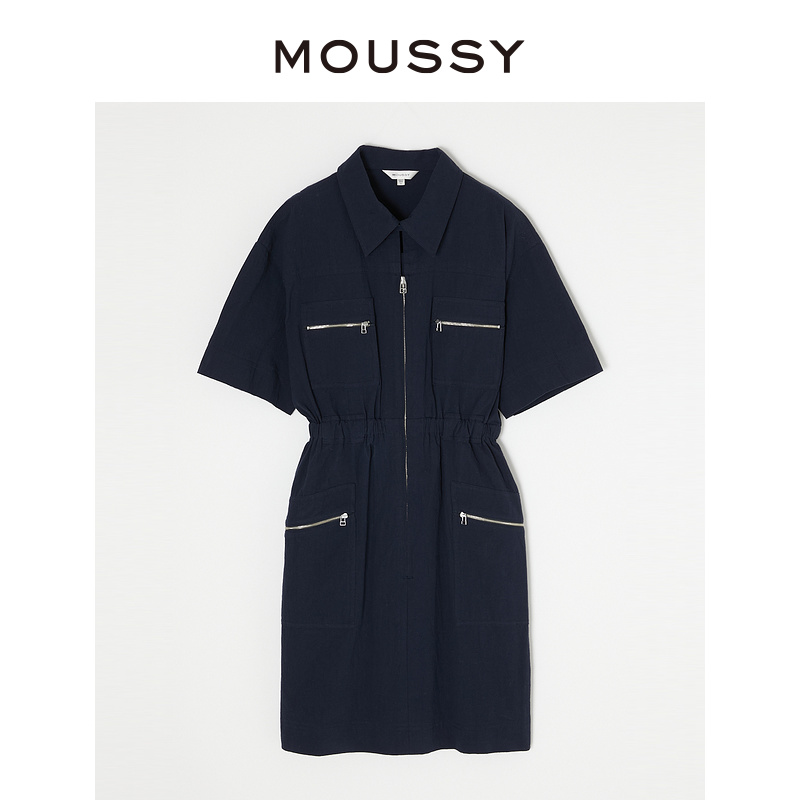 MOUSSY 2023夏季工装风多口袋收腰短款连衣裙女010GS230-2580 - 图3