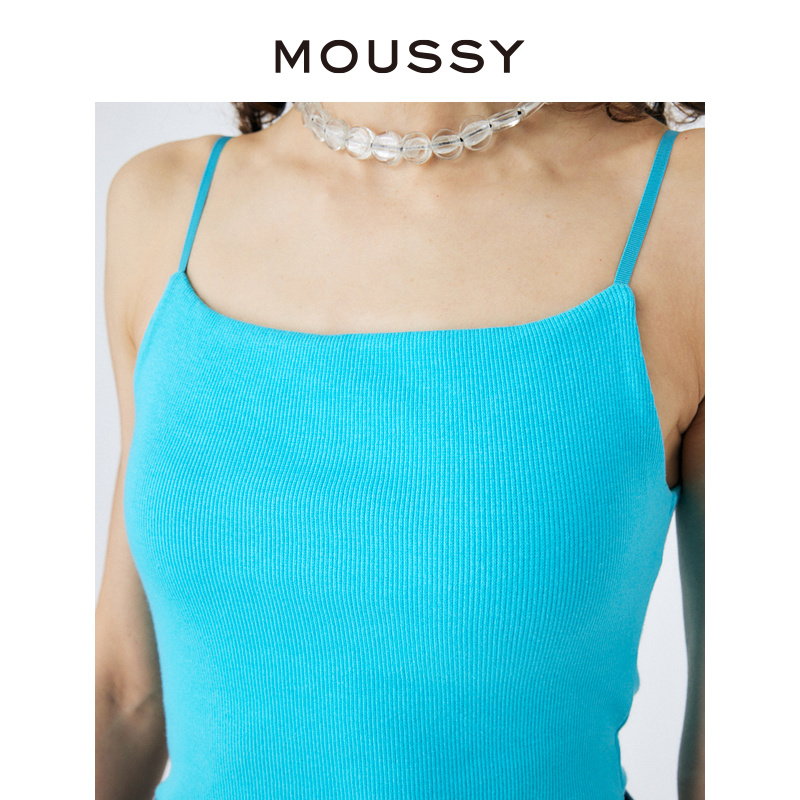 MOUSSY 春夏新品U型领带胸垫修身针织吊带衫女010GSS80-04 - 图3