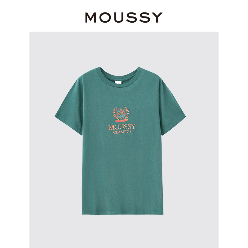 MOUSSY 春夏新品休闲风LOGO刺绣图案多色短袖T恤女028GS790-0240 - 图3