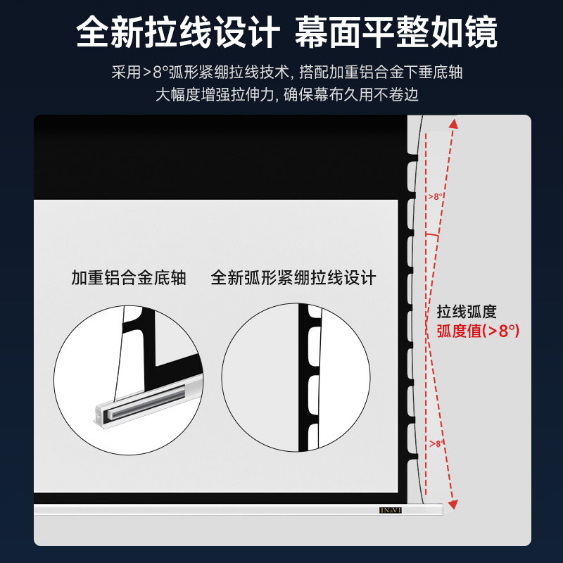 英微投影幕布家用电动拉线抗光幕布投影仪屏幕升降吸顶壁挂投影布