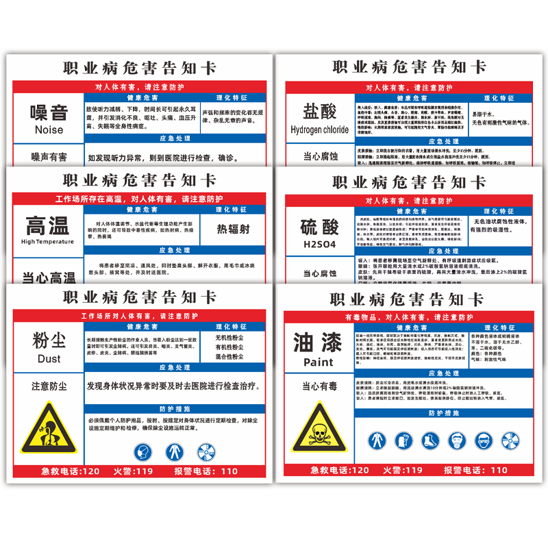 高温职业病危害告知牌粉尘噪音盐酸岗位风险化学品周知卡标识牌 - 图2