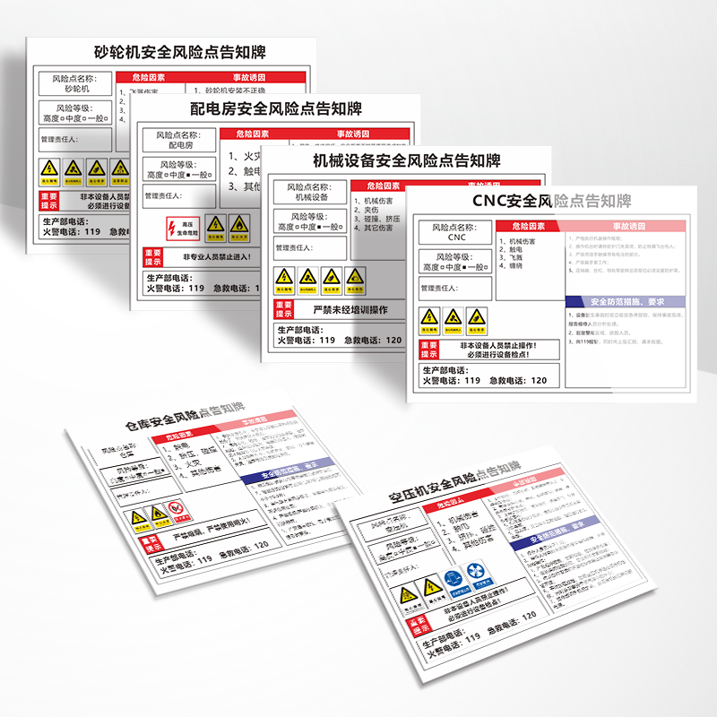 锅炉房安全风险点告知牌卡机械设备配电房机床注塑机空压机警示牌车间有限受限空间标识职业危害告示标识牌 - 图2