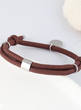 2027新款时尚不锈钢吊牌涤纶包芯绳手链男女手绳饰品支持刻字