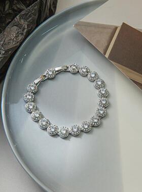 韩版ins风轻奢时尚铜手链 设计简约锆石手环小众潮流冷淡风手镯