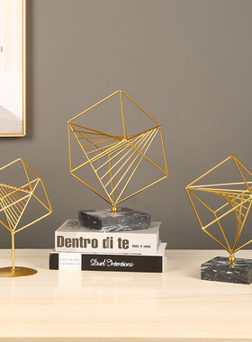 抽象线条金属摆件家居样板房玄关客厅书房桌面摆件金属工艺品定制