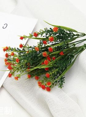 仿真蔷薇花绿植插花 婚庆家居装饰花束 塑料花仿真假花满天星