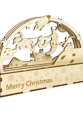 DIY圣诞小夜灯立体拼图创意木质工艺品手工拼装模型节日装饰摆件