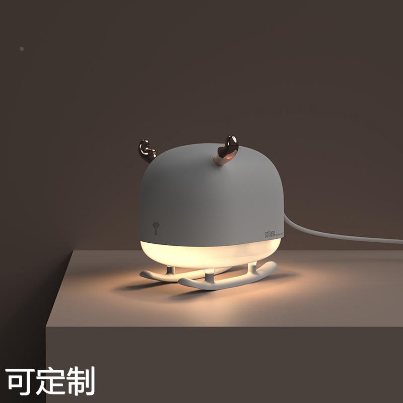 创意迷你雪橇小鹿加湿器夜灯USB喷雾桌面萌鹿加湿器年会礼品