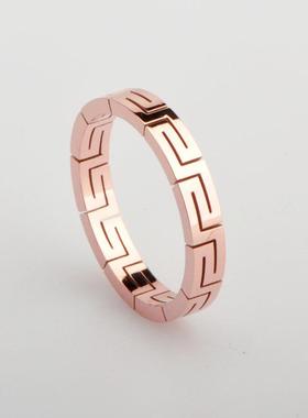 钛钢戒指日韩潮流波浪纹情侣对戒玫瑰金夏日简约钛钢戒指