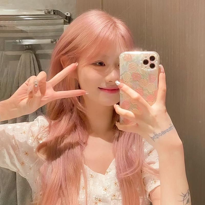 粉色假发女长发自然网红甜美全头套仿真Lolita西柚粉长卷发大波浪