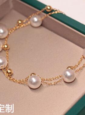 日韩小清新温柔双层珍珠手链女 串珠二层手链 气质首饰