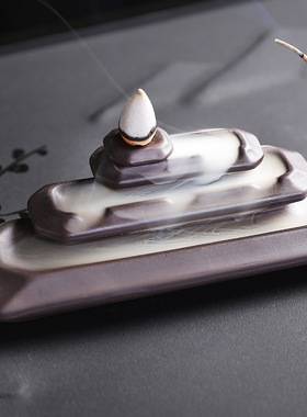 紫砂倒流香香薰炉工艺品摆件 创意方块线香香座双用倒流香炉定制