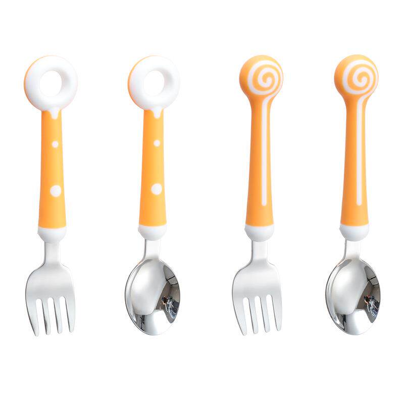 儿童勺子叉餐具套装316不锈钢防摔卡通宝宝喂养辅食刮泥收纳便捷-图3