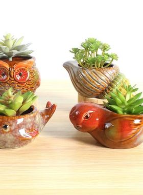 多肉花盆迷你盆栽花园庭院摆件装饰品桌面置物架绿植陶瓷花盆容器